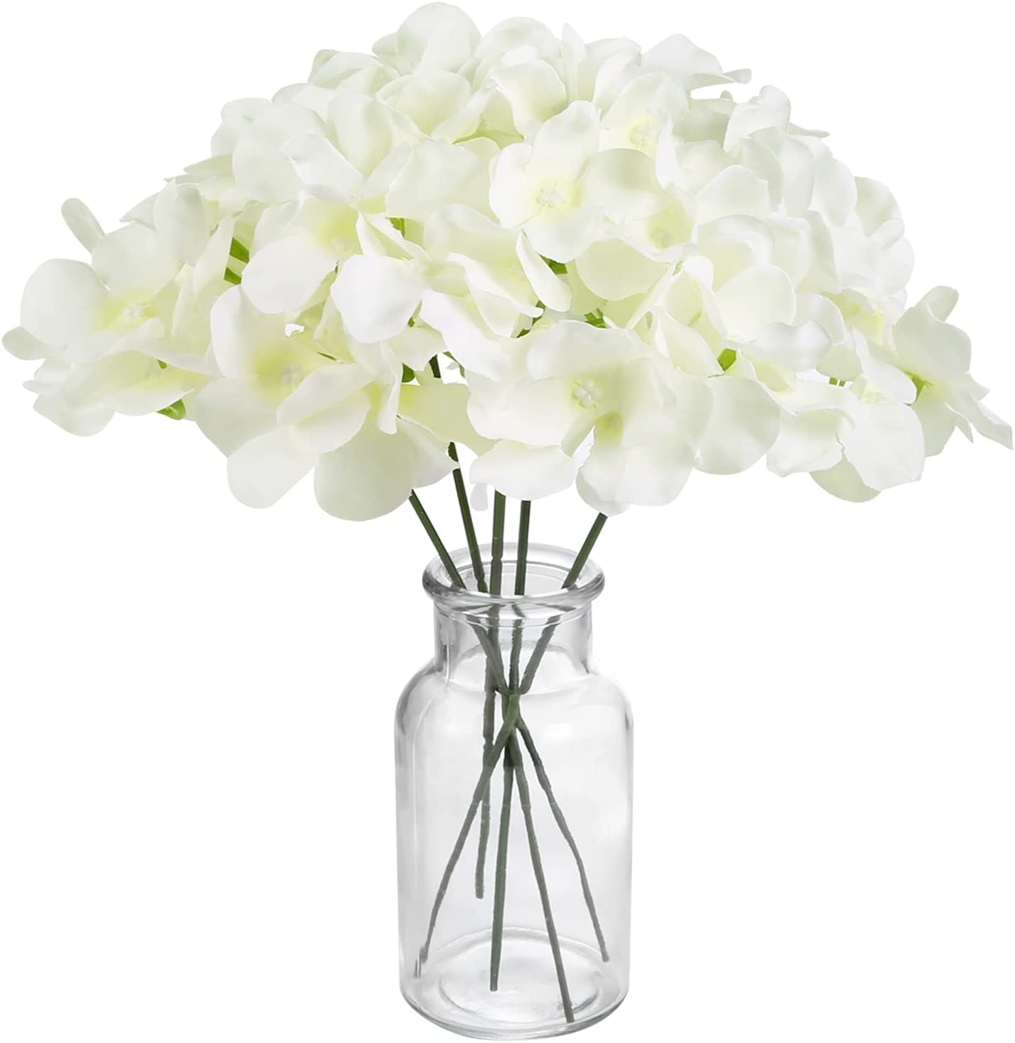 Auihiay 46 PCS Hydrangea Artificial Flowers Silk Hydrangea Heads with Stems, Ivory Artificial Hydrangea Flowers for DIY Wedding Centerpiece, Garden, Home, Party, Baby Shower Decor