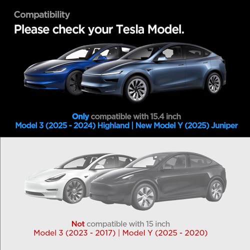 Spigen Tempered Glass Screen Protector [GlasTR EZ FIT] designed for Tesla Model 3(2024/2025), New Model Y (Juniper) 15.4" Dashboard Touchscreen - Matte/Anti Glare/Anti Finger Print