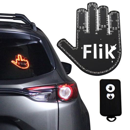 FLIK - THE ORIGINAL Middle Finger Light - Give The Bird & Wave to Drivers - Hottest Gifted Car Accessories, Truck Accessories Car Gadgets Road Rage Signs for Men, Women, Teens - Funny Back Window Sign