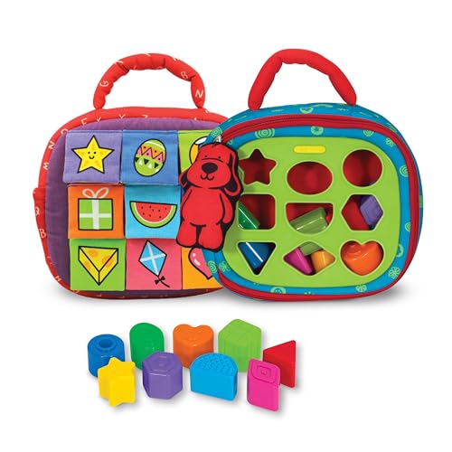 Melissa & Doug K's Kids Take-Along Shape Sorter Baby Toy with 2-Sided Activity Bag and 9 Textured Shape Blocks