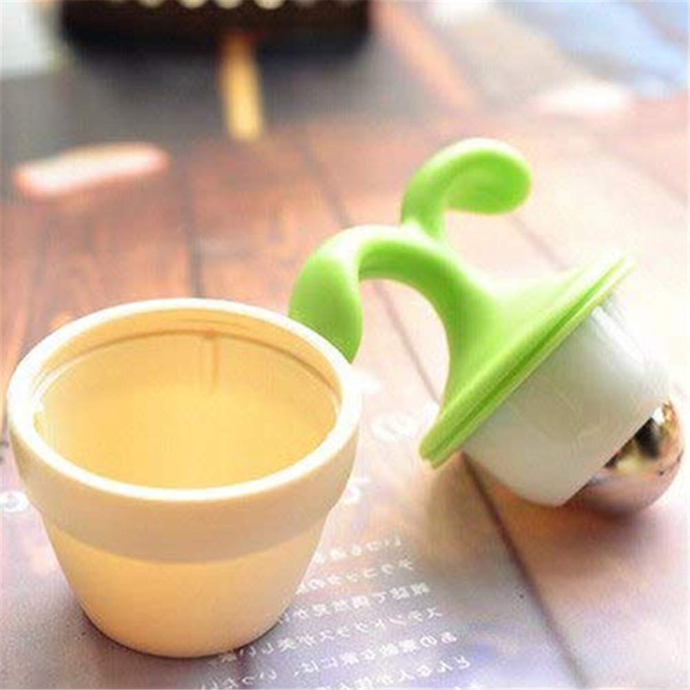 XKGD 16xi 2PCS Handheld Body Massager Mini Potted Plant Shaped Roller Ball Bead Relaxation Neck Foot Face Pot Desk Decor Massage Cooling for Neck (Green with White)