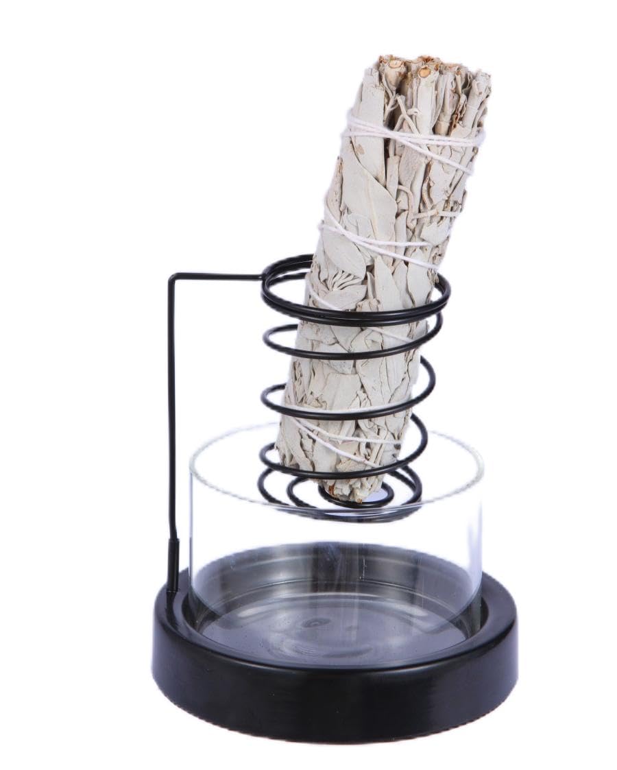 RyotenoKa SWC20240616，Sage Smudge&Palo Santo Kit，General Holder Incense Holder for Burning Sage and Palo Santo，Healing Incense for Cleansing, Clear