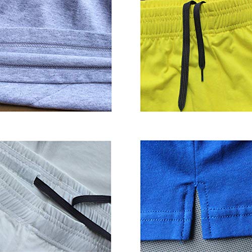 JEEING GEAR Men's Bodybuilding Gym Workout Fitness Shorts 3" Inseam inch Cotton Without Pocket Blue Gray 2pcs M