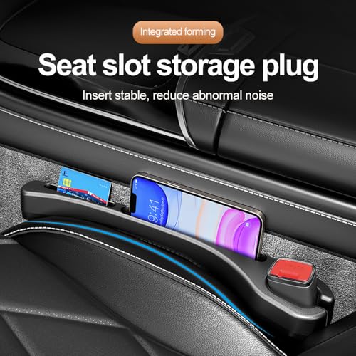 SSNNUU 2PCS Car Seat Gap Filler Organizer with Phone Holder,[Upgrade Version] Car Seat Gap Organizer for Prevent Falling,Essential Car Accessories Car Side Seat Gap Filler (Black)