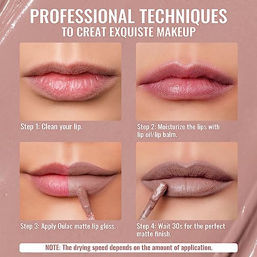 Oulac Matte Liquid Pink Lipstick for Women, Pink Nude Long Lasting Lipstick, Waterproof Lip Stain, No Transfer, Creamy High Pigmented Formula with Vitamin E, Vegan & Cruelty-Free M19