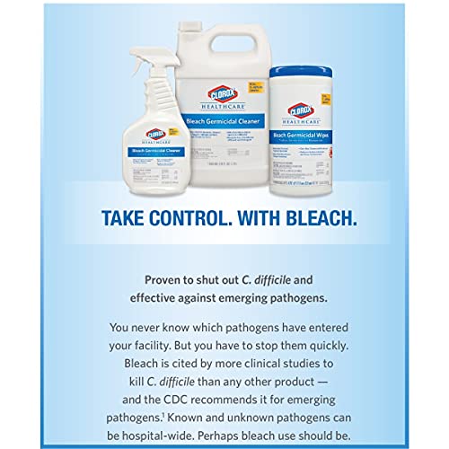 Clorox Healthcare Bleach Germicidal Cleaner Refill, 128 Fluid Ounces, Pack of 4 (Package May Vary)