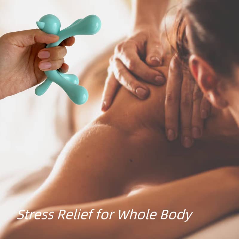 Mnelaeopli Manual Massager Tool, Deep Tissue Massage Tool for Muscles Relaxation, Mini Massager Tool for Back Neck Arm Shoulder Calf Thigh Leg - Blue