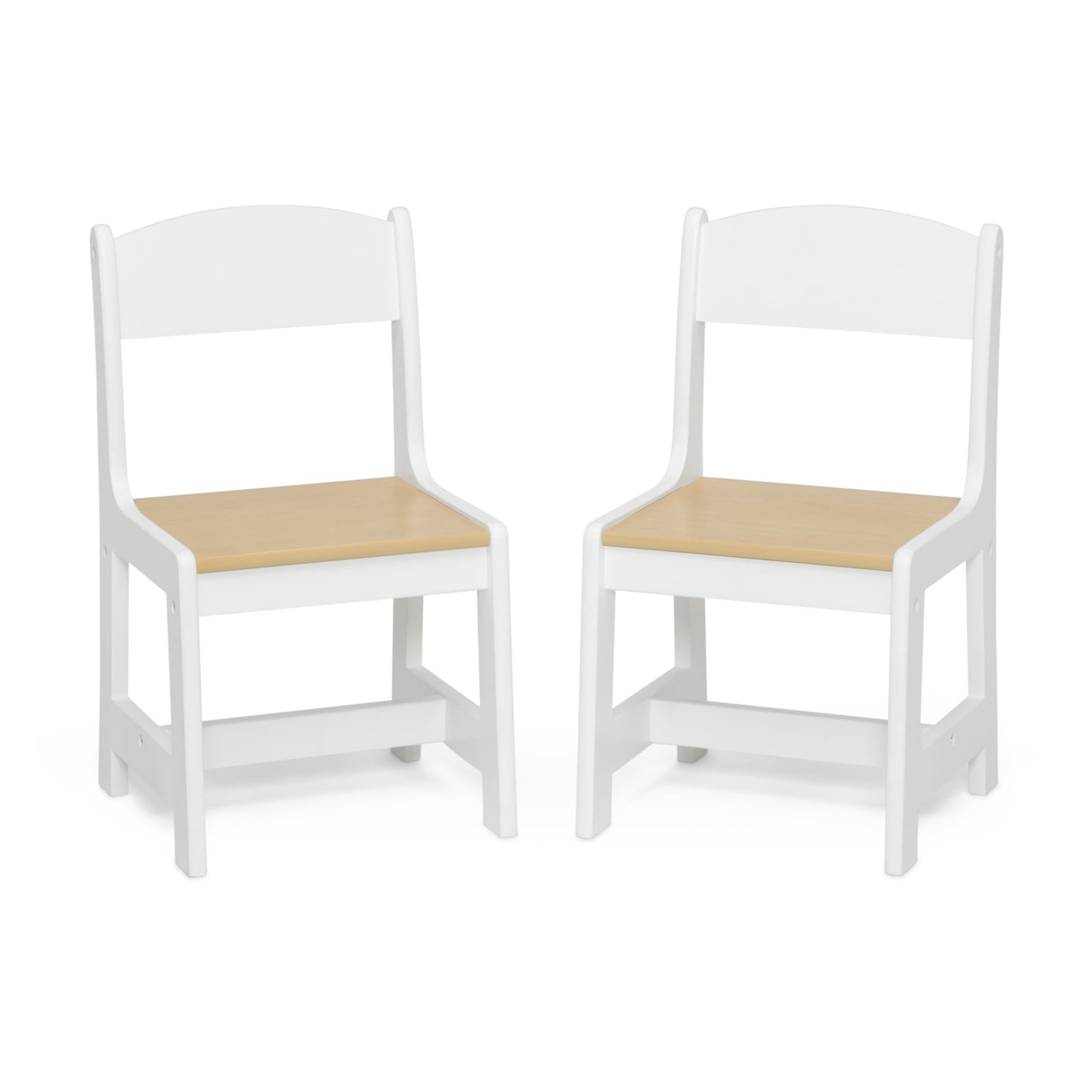 Delta Children MySize Kids Wood Table and Chair Set (2 Chairs Included) - Ideal for Arts & Crafts, Snack Time, Homeschooling, Homework & More, Bianca White/Natural