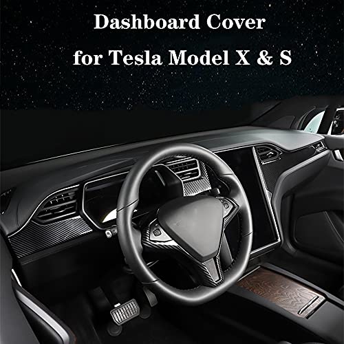 OBL Center Console Dashboard Cover for Tesla Model X Model S 2014-2020 Car Interior Accessories ABS Imitation Carbon Fiber Inner Decoration - Middle Control Trim (Pack of 3)