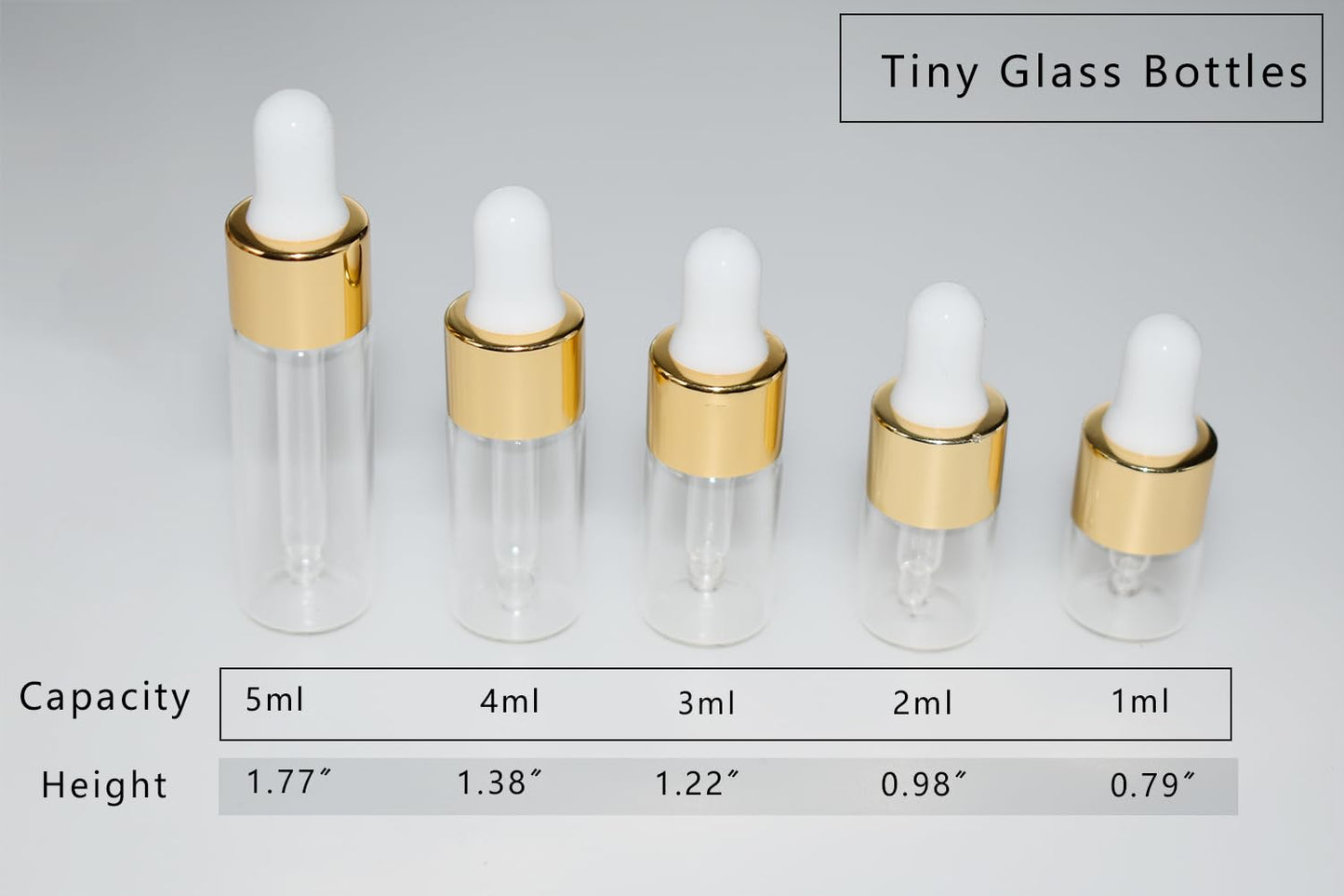 Hustar Small Dropper Bottle, 10pcs 1ml Mini Sample Dropper Bottles Mini Makeup Containers for Travel Liquids Tiny Glass