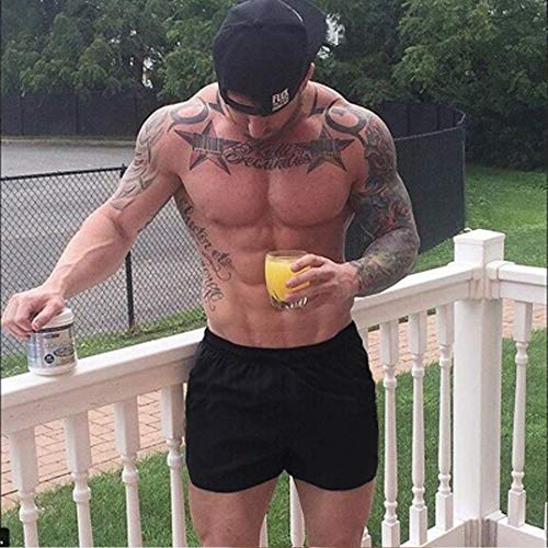 JEEING GEAR Men's Bodybuilding Gym Workout Fitness Shorts 3" Inseam inch Cotton Without Pocket Blue Gray 2pcs M