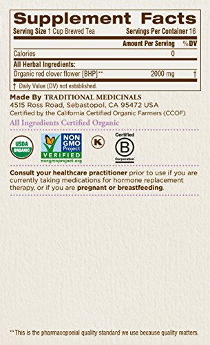 Traditional Medicinals Tea, Organic Red Clover, Supports Skin Health, 16 Tea Bags