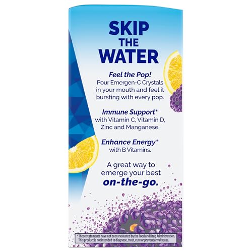 Emergen-C Immune Plus Crystals, On-The-Go Immune Support Supplement with Vitamin C, Vitamin D, B Vitamins, Zinc and Manganese, Berry Lemonade - 28 Stick Packs
