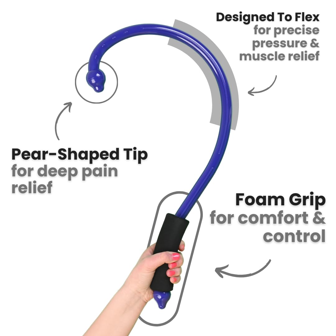 Q-Flex Massage Tool - Self-Massage Stick - Trigger Point Therapy, Muscle Care, Relaxation - Easy-to-Use Massager for Home & Travel - Seen On Shark Tank - Back, Neck, Shoulders, Feet - Great Gift Idea