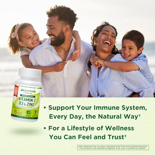 INNERVISNUTRITION Immunity Immune Boost Vitamin C 900mg, D3 2,500 IU, Zinc 25mg | 72 Veggie Capsules, 72-Day Supply | Immune System Support | Made in USA, Vegetarian-Friendly, 3rd Party Lab Tested