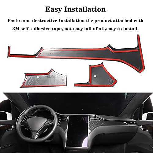 OBL Center Console Dashboard Cover for Tesla Model X Model S 2014-2020 Car Interior Accessories ABS Imitation Carbon Fiber Inner Decoration - Middle Control Trim (Pack of 3)