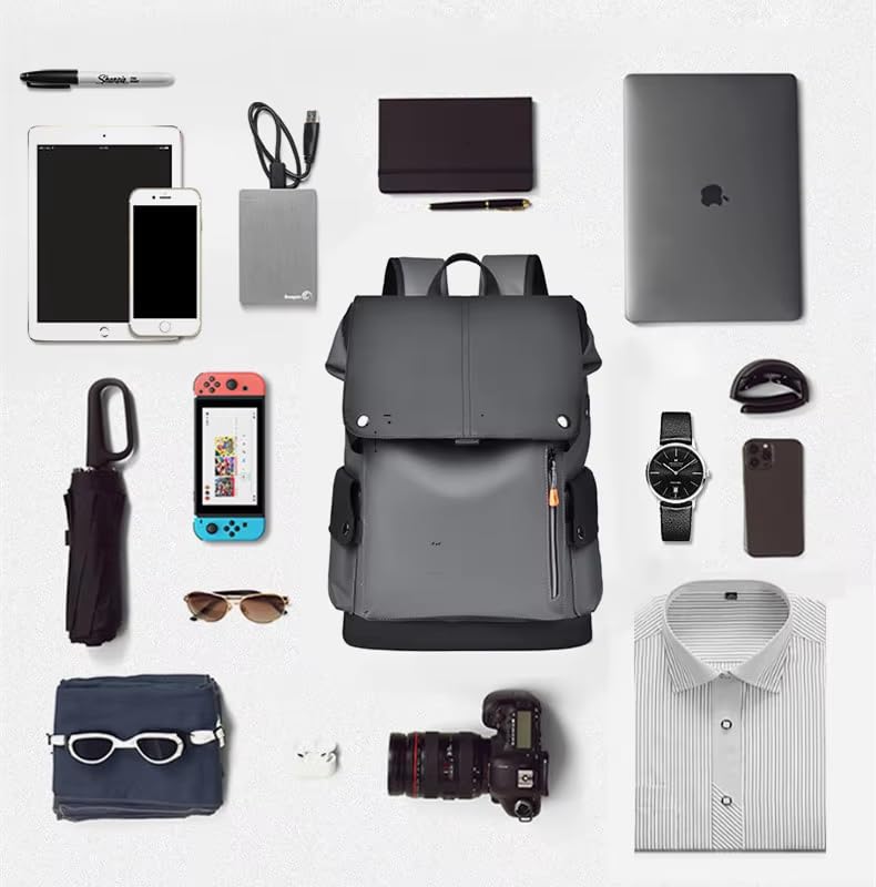 Smart Travel backpack Waterproof,Scratch-Resistant,Camping,Hiking,Sport,school,college Bag,Business,fits up to 15.6 Inch Laptop with built-in USB port & headphones port for Men & Women Black-Gray