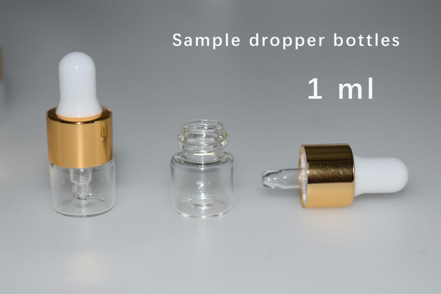 Hustar Small Dropper Bottle, 10pcs 1ml Mini Sample Dropper Bottles Mini Makeup Containers for Travel Liquids Tiny Glass