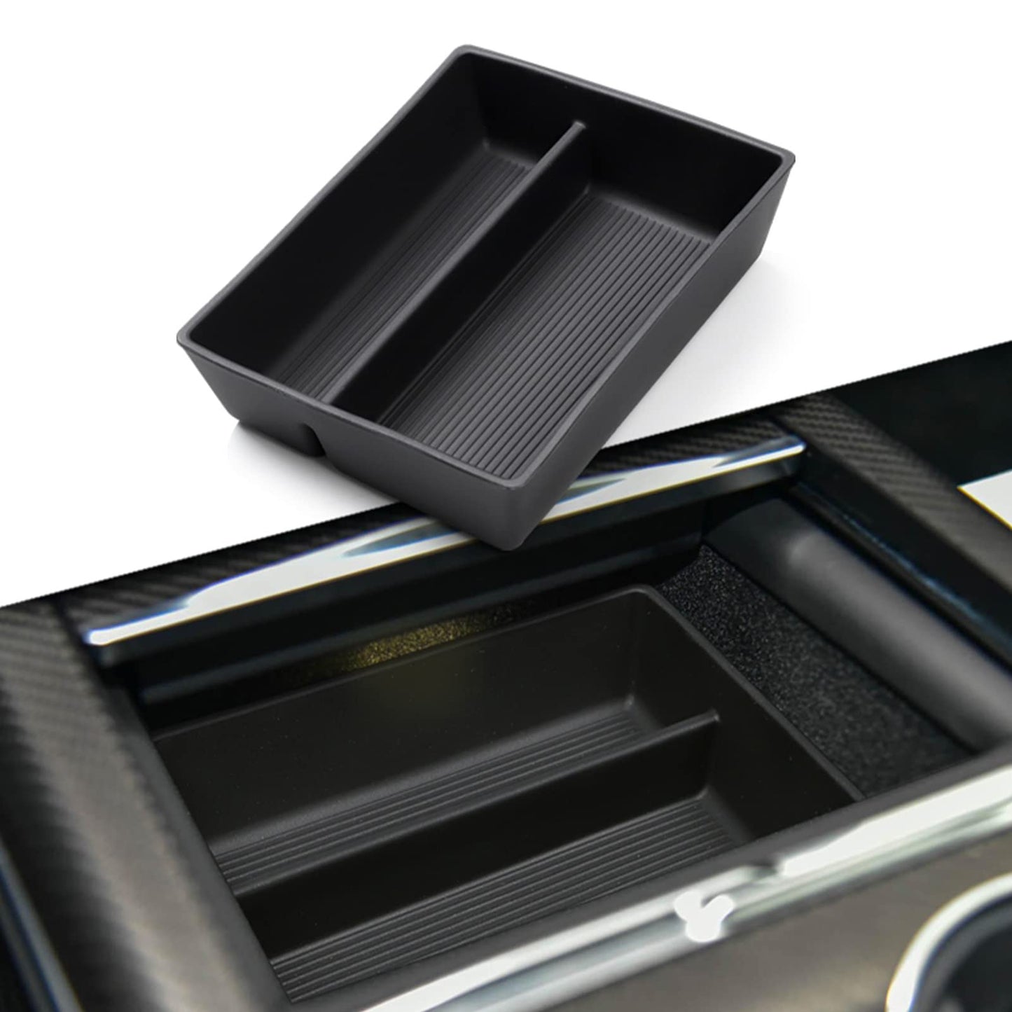 Jaronx Compatible with Tesla Model S/X Console Organizer 2021-2025, Refresh Center Console Storage for Model X/S Plaid/Long Range, Silicone Organizers Tray for Tesla X/S Accessories