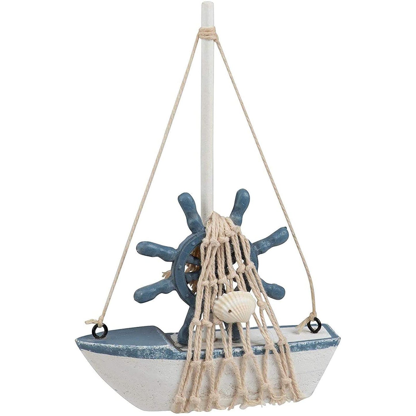 Juvale Set of 4 Mini Wooden Sailboat Models for Beach Nautical Home Decor, Miniature Boat Decorations