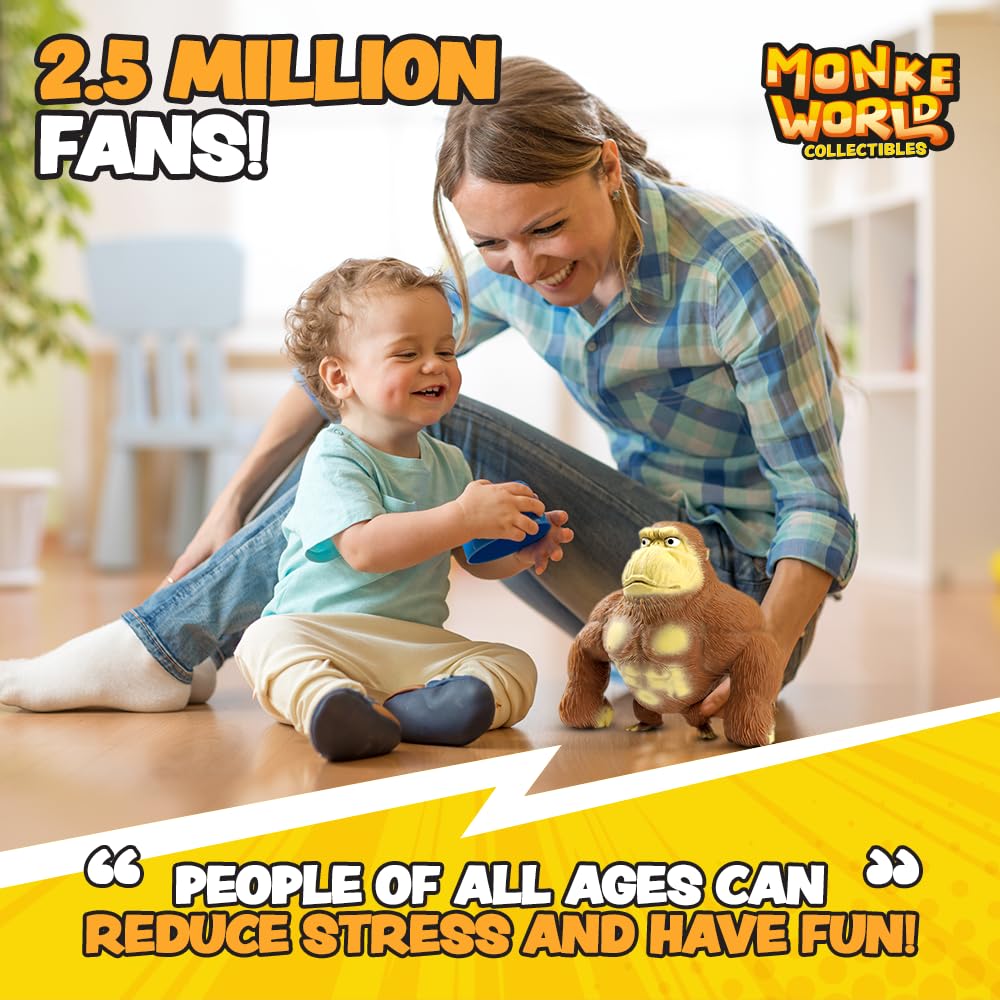 MonkeWorld Stretchy Monkey Toy Original Trending Squishies Fidget Toy Stuffed Monkey, Squishy Toys for Kids and Adults Animal Plushies (Original Monke)