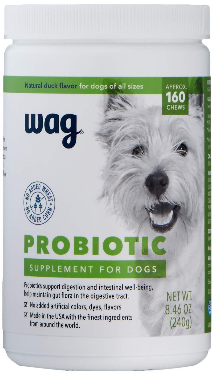 Amazon Brand - Wag Probiotic Supplement Chews for Dogs, Natural Duck Flavor, 160 count