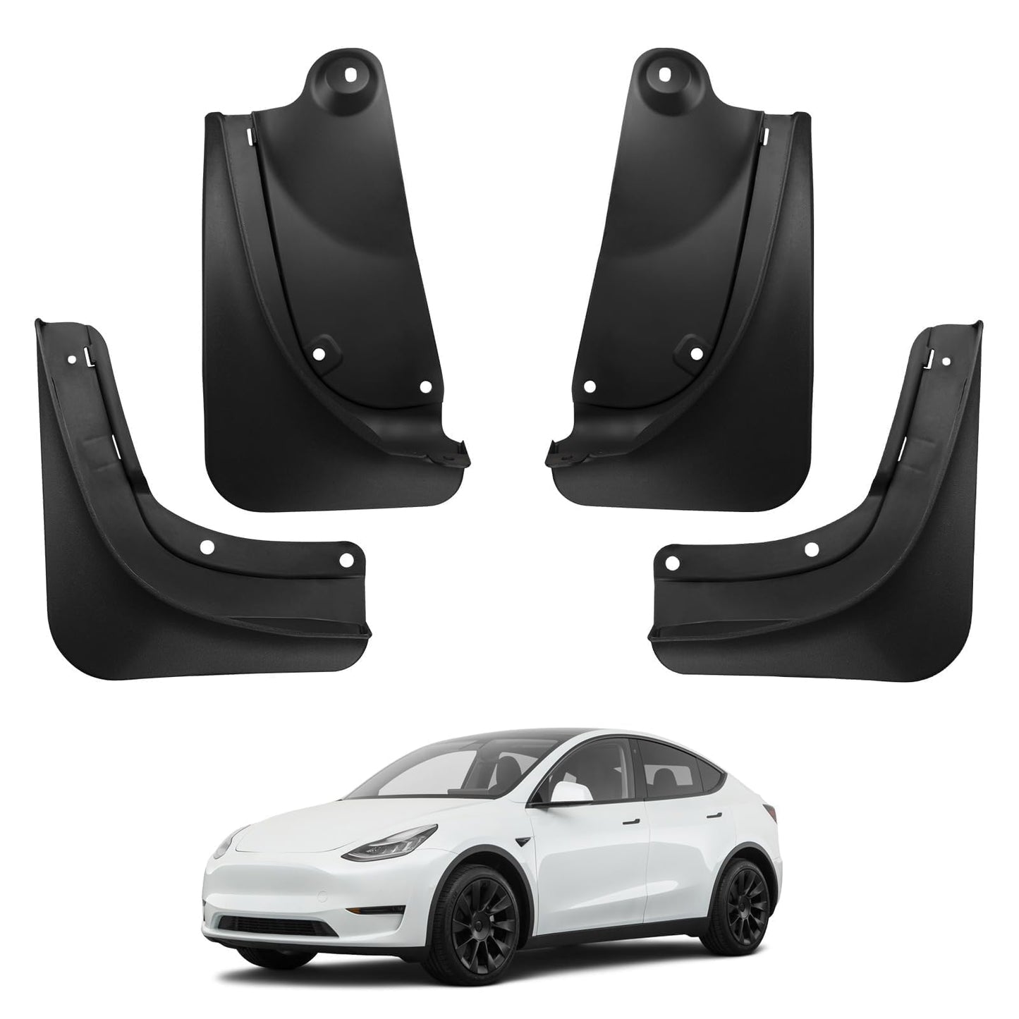 BASENOR 2025 Upgraded Tesla Model Y Mud Flaps Splash Guards Vehicle Sediment Protection No Drilling No Tape Mudflaps Tire Protector Mudflaps All Weather Tesla Exterior Accessories (Set of 4)