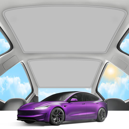 TSLDRV 2025 Upgrade Sunshade Roof for Tesla Model 3 Highland 2024 2025 [No-Gap/Sag-Free] Heat Insulation Glass Roof Sunshade Sunroof for Tesla Model 3 Accessories 2025 2024 Gray