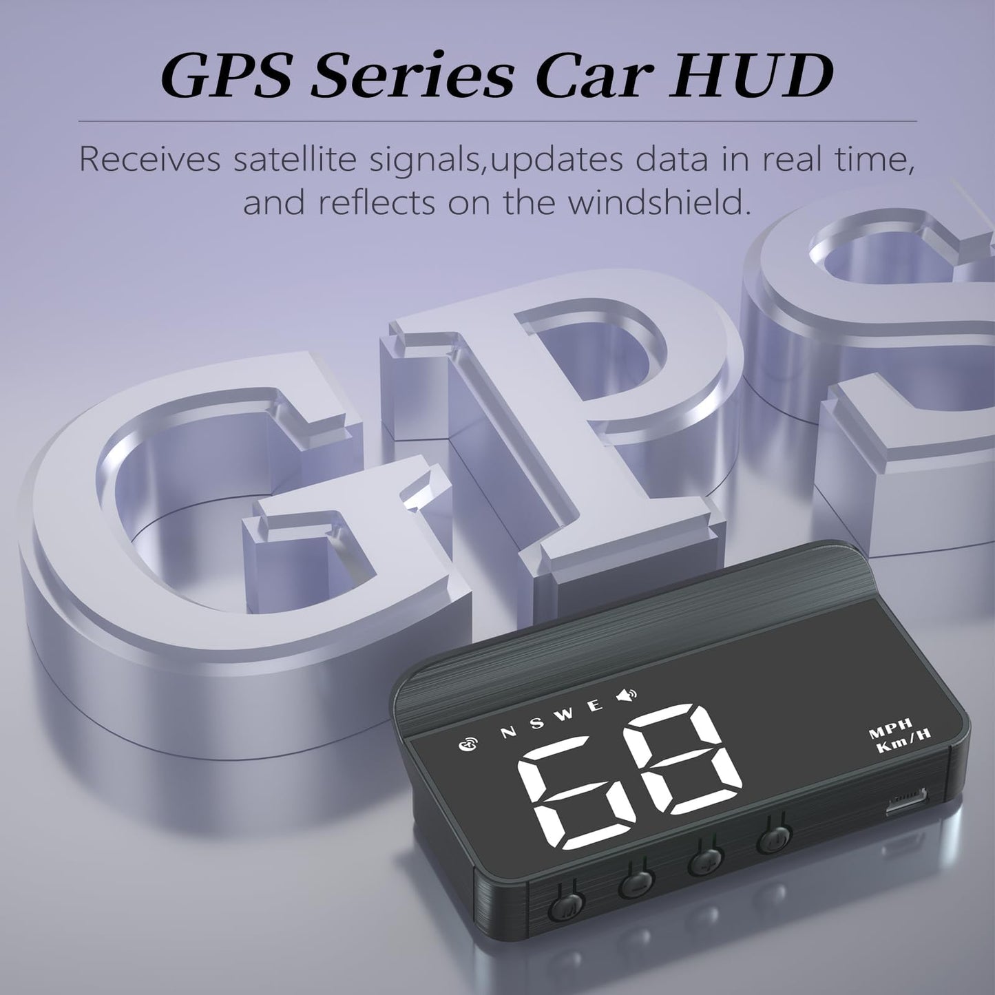 AZIJYV Car Heads Up Display, Windshield Speedometer Projector HUD M1white,Digital Speedometer for Car with Speed,Driving Direction,Overspeed Alarm,Fatigued Driving,Suitable for All Models