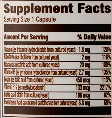 Amazon Elements B Complex, High Potency, 83% Whole Food Cultured, Supports Immune and Normal Energy Metabolism, Vegan, 65 Capsules, 2 month supply (Packaging may vary)