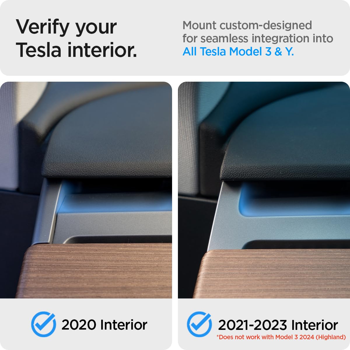 Spigen OneTap [2023 Upgraded] (MagFit) Designed for Tesla Model 3 / Y Designed for Magsafe Car Mount Compatible with iPhone 16 Pro Max, 16 Pro, 16 Plus, 15, 14, 13, 12 Series & MagSafe Compatible Case