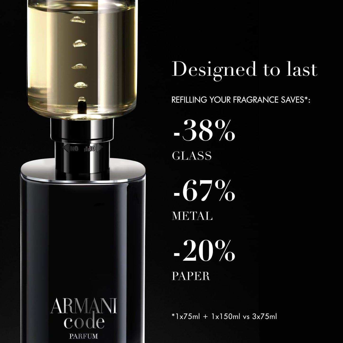 Armani Beauty - Code - Parfum - Cologne for Men - Fresh & Aromatic Men’s Fragrance - Bergamot, Clary Sage, Tonka Bean Notes - 1.0 Fl Oz