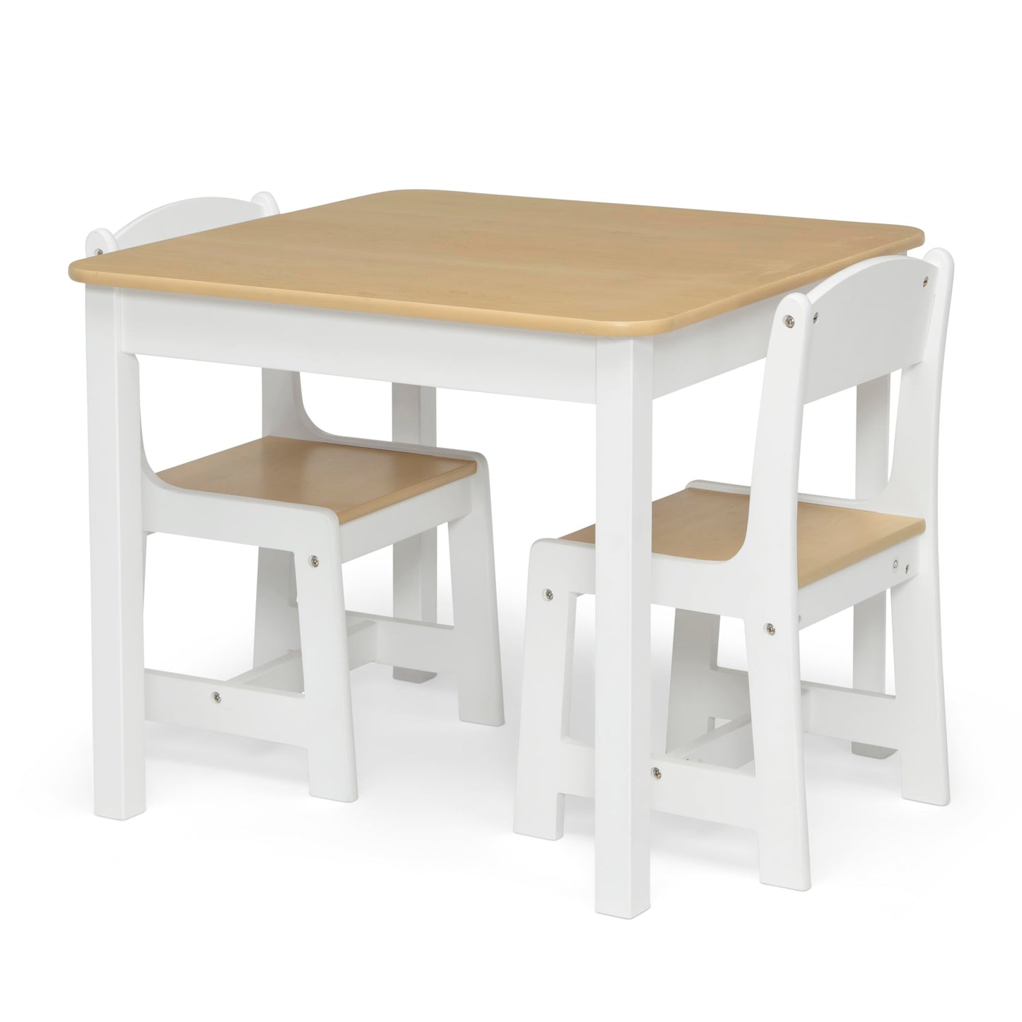 Delta Children MySize Kids Wood Table and Chair Set (2 Chairs Included) - Ideal for Arts & Crafts, Snack Time, Homeschooling, Homework & More, Bianca White/Natural
