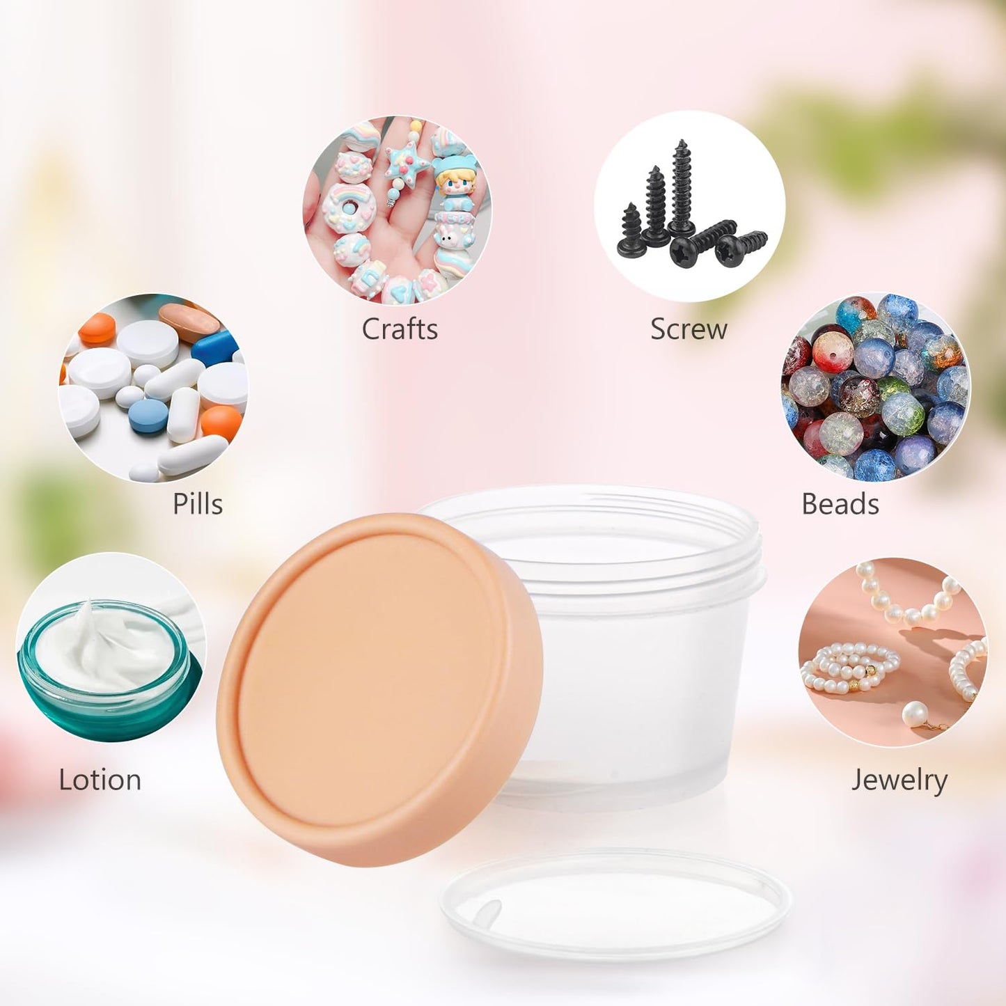 12 Pieces 3.4oz/100ml Cosmetic Container Refillable Plastic Makeup Pot Translucent Wide Mouth Storage Jars with Lids for DIY Beauty Products Lotion Cream Body Butter Powder - Multicolor