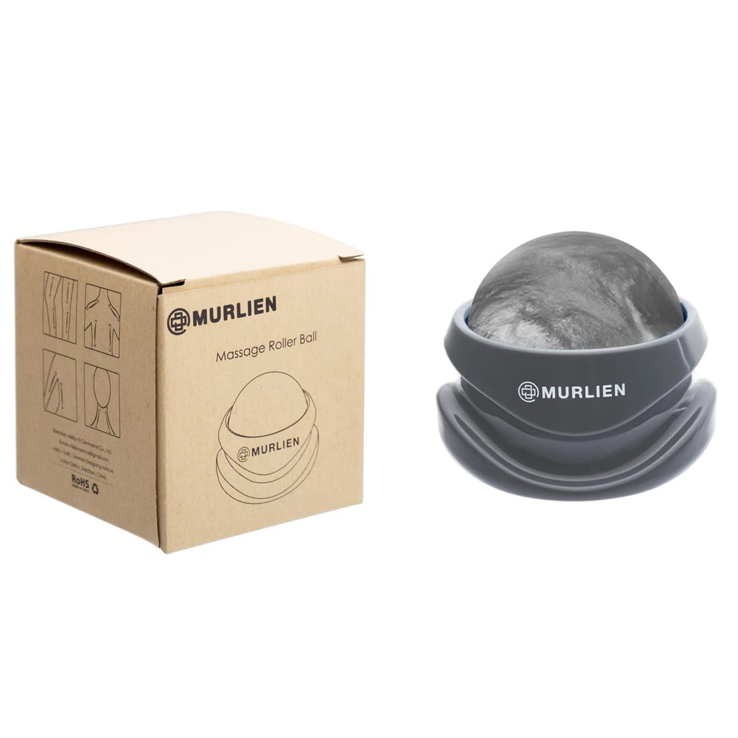 MURLIEN Massage Roller Ball, Tight and Sore Muscles Relief, Manual Massager, Alleviating Shoulder, Arms, Back, Legs, Calves or Muscle Tension - Gray