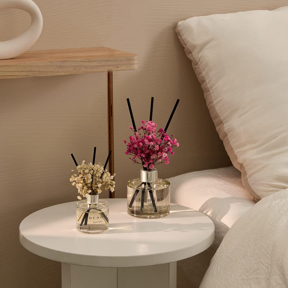 COCODOR Reed Diffuser Set with Preserved Baby's Breath with Sticks/April Breeze / 6.7oz / Scent Fragrance Oil Diffuser for Bedroom Bathroom Home Décor