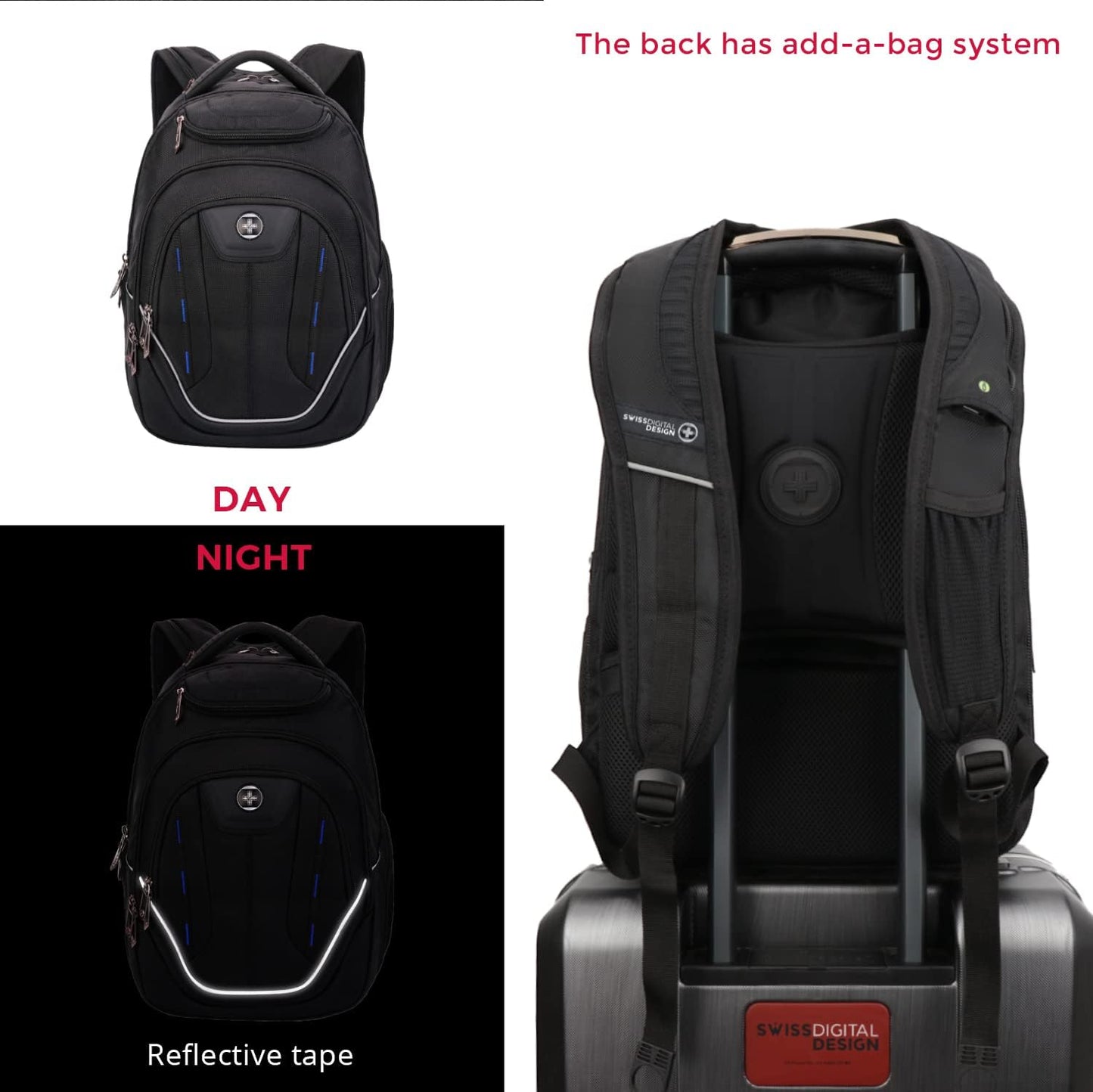 Swissdigital Design TSA Business Laptop Backpack For Men,Travel Backpack With USB Charging Port,College Tech Backpacks With RFID Pockets Presents For Men Fits 15.6 Inch Computer (TERABYTE J16BT-1)