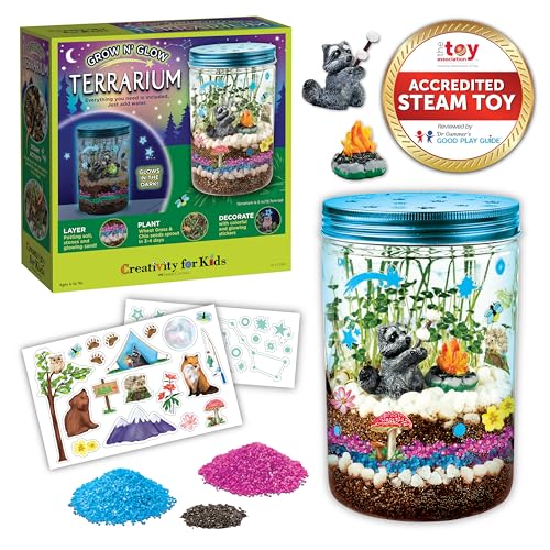 Creativity for Kids Grow 'N Glow Terrarium Kit for Kids - Educational Science Kits Ages 6-8+, Kids Gifts for Boys and Girls, Craft and STEM Projects