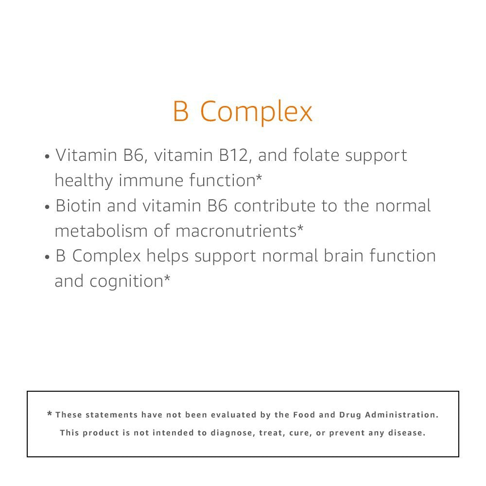 Amazon Elements B Complex, High Potency, 83% Whole Food Cultured, Supports Immune and Normal Energy Metabolism, Vegan, 65 Capsules, 2 month supply (Packaging may vary)