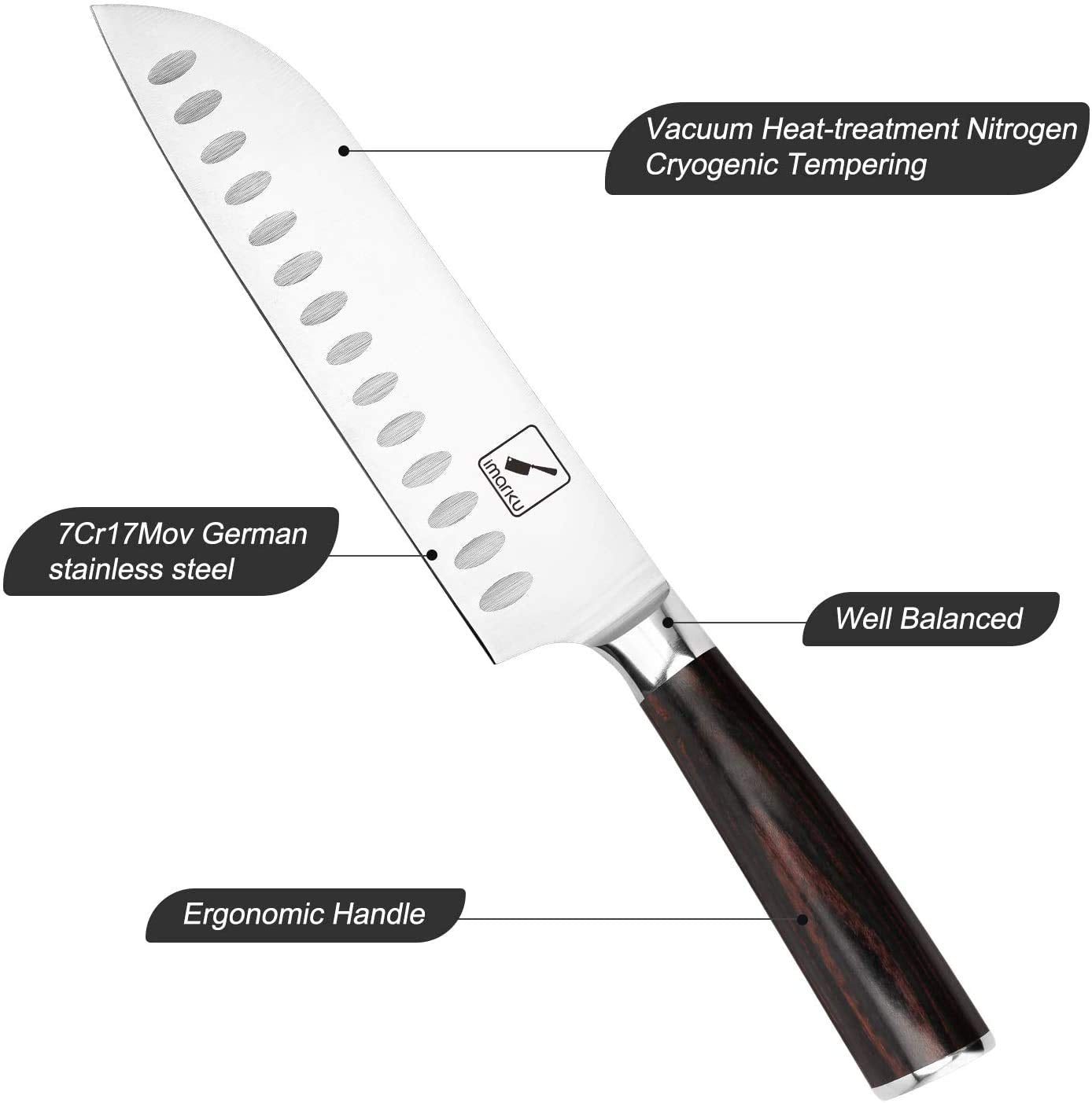 imarku Chef Knife 7 Inch Kitchen Knife Ultra Sharp Santoku Knife - 7Cr17Mov Japanese Chefs Knife, Kitchen Gadgets 2025, Birthday Gifts for Him Her, Best Gifts for Women Men