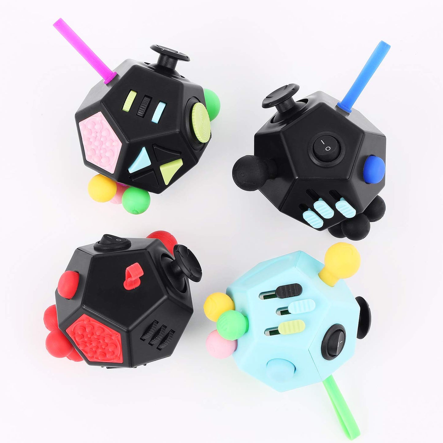 Fidget Dodecagon –12-Side Fidget Toys Cube Relieves Stress and Anxiety Anti Depression Cube for Children and Adults Easter Basket Stuffers Gift Idea (B3 Blue Sky)