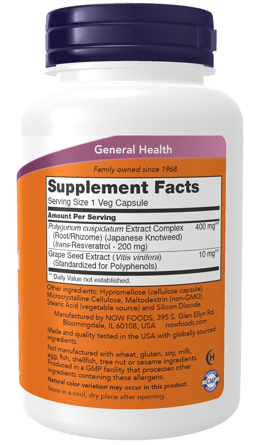 NOW Supplements, Natural Resveratrol 200 mg with Red Wine Extract, 120 Veg Capsules