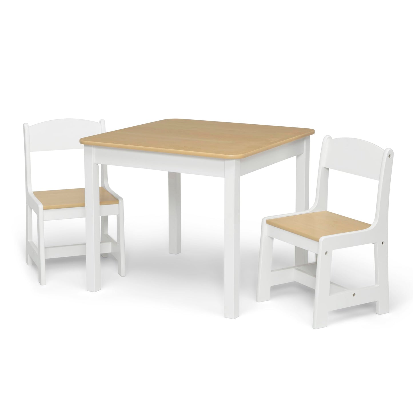 Delta Children MySize Kids Wood Table and Chair Set (2 Chairs Included) - Ideal for Arts & Crafts, Snack Time, Homeschooling, Homework & More, Bianca White/Natural