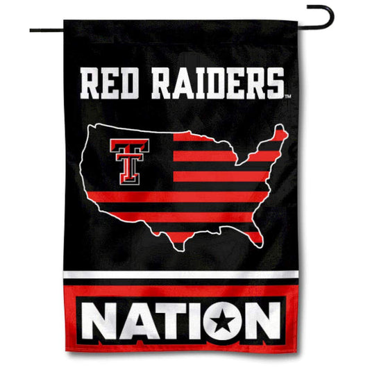 College Flags & Banners Co. Texas Tech Red Raiders Garden Flag with USA Stars and Stripes