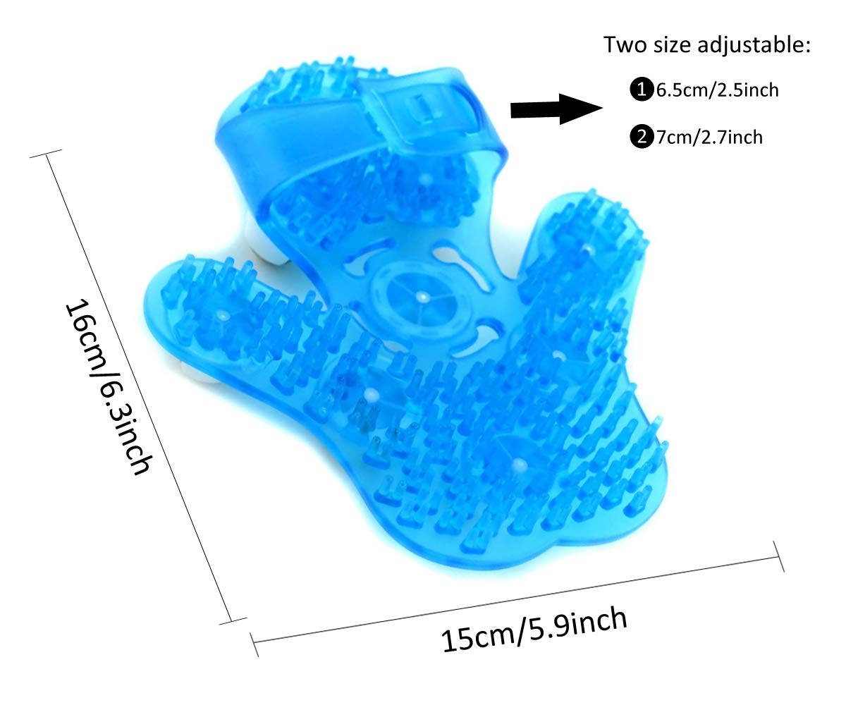SAMYO Palm Shaped Massage Glove Body Massager with 9 360-degree-roller Metal Roller Ball Beauty Body Care (Blue)