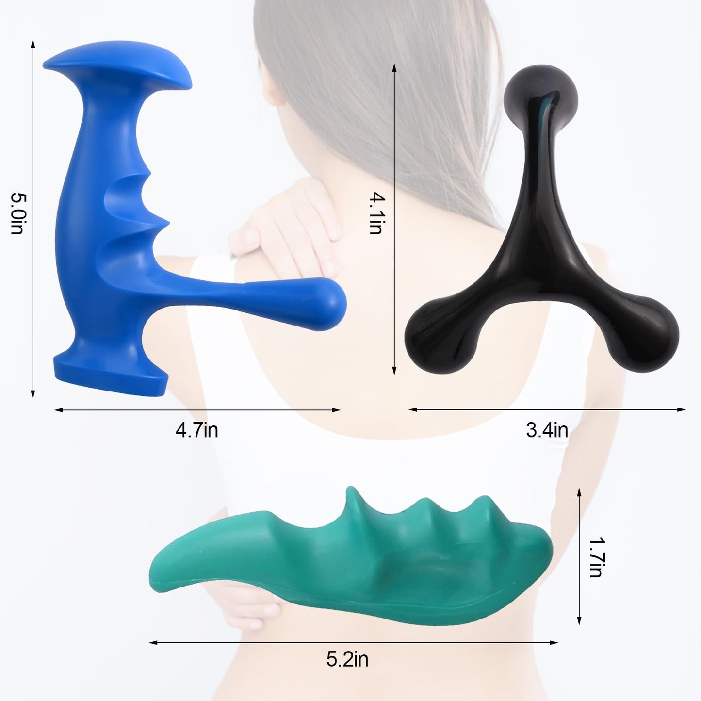 hautllaif Manual Trigger Point Massage Tool and Thumb Saver for Full Body Deep Tissue Massage, Set Include 1 Green Thumb Protector Tool 1 Palm Urchin Massage Tool Hand Held 4-Legged Massage Knobs
