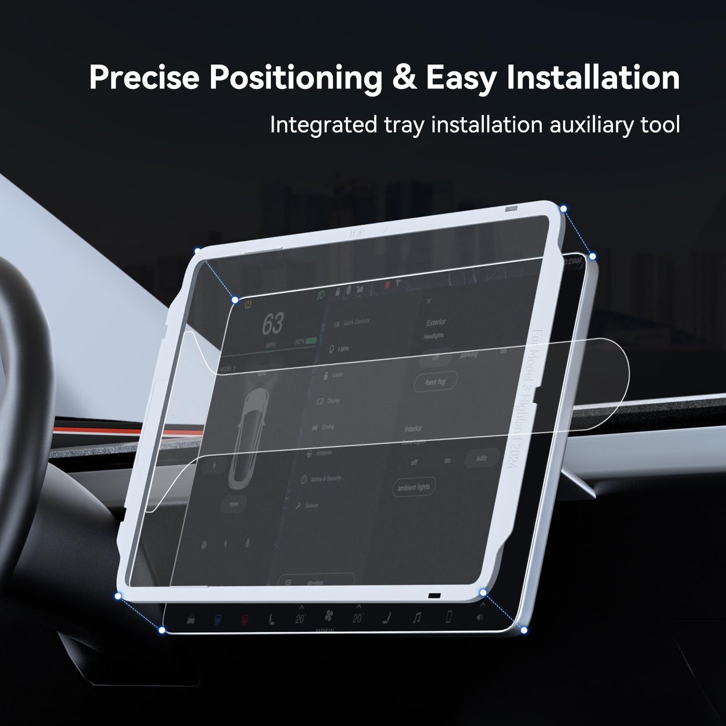 SUMK Tempered Glass Screen Protector for Tesla Model Y Juniper Accessories 2026 & for Tesla Model 3 Highland Accessories 2024 2025 [Anti-glare & No-fingerprint & 9H] 15.4 Inches - 2pcs [Matte]