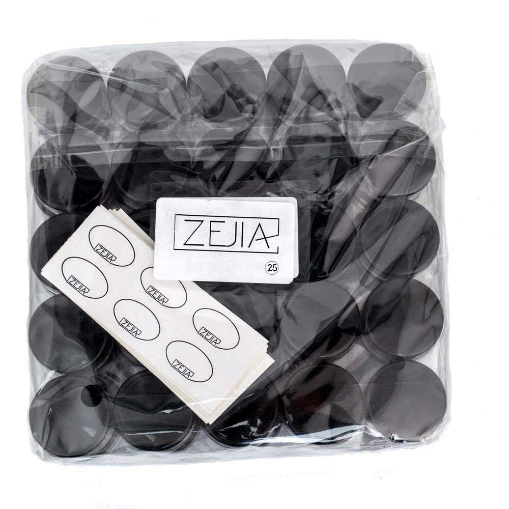 ZEJIA 3 Gram Sample Containers with Lids, 25 Count Tiny Sample Jars, 3ML Makeup Cosmetic Containers for Lip Balms, Lotion, Powder, Beauty Products(Black Lids)
