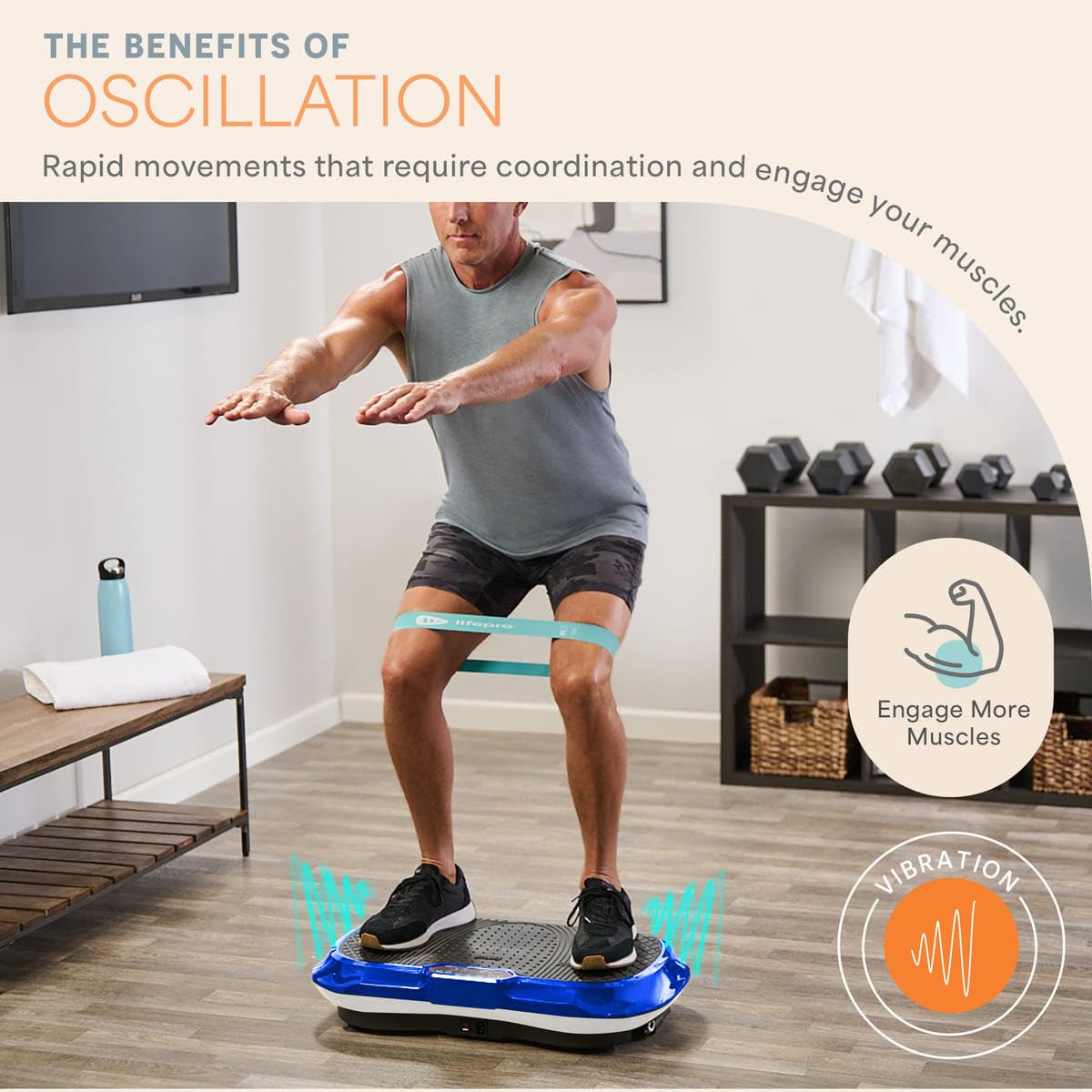 LifePro Vibration Plate Exercise Machine - Whole Body Workout Vibration Fitness Platform w/ Loop Bands - Home Training Equipment - Remote, Balance Straps, Videos & Manual