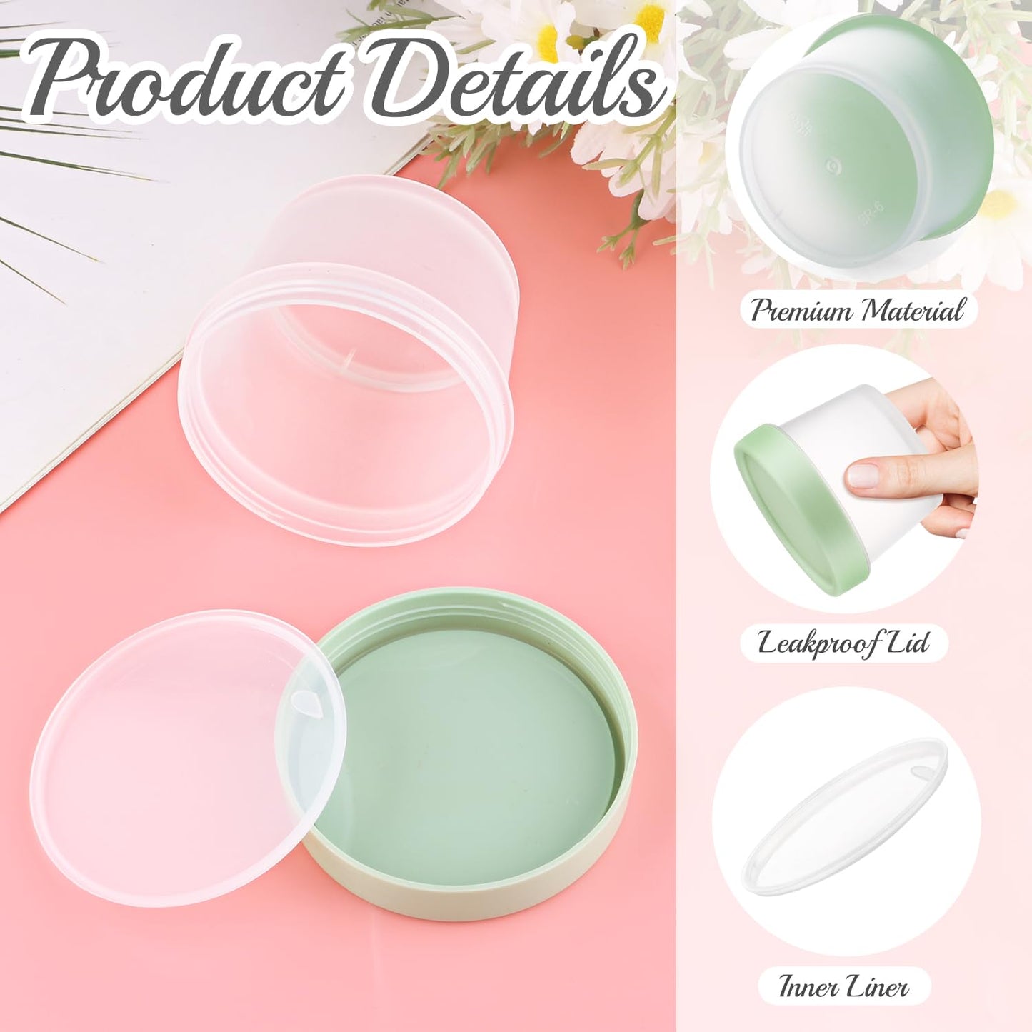 12 Pieces 3.4oz/100ml Cosmetic Container Refillable Plastic Makeup Pot Translucent Wide Mouth Storage Jars with Lids for DIY Beauty Products Lotion Cream Body Butter Powder - Multicolor